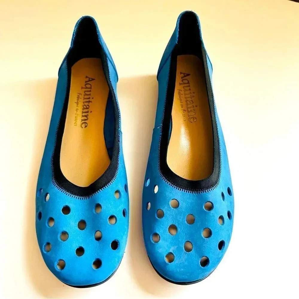 Aquitaine By French Sole Perforated Ballet Flats